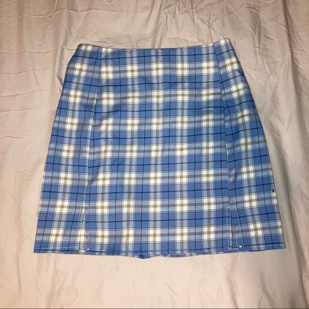 Shein Blue Plaid Trendy Skirt